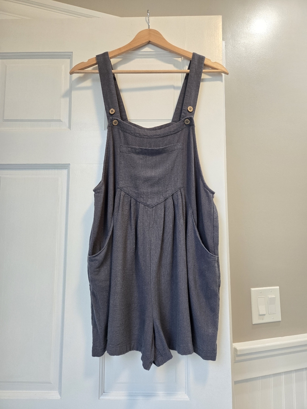 Linen Blend Romper Overalls